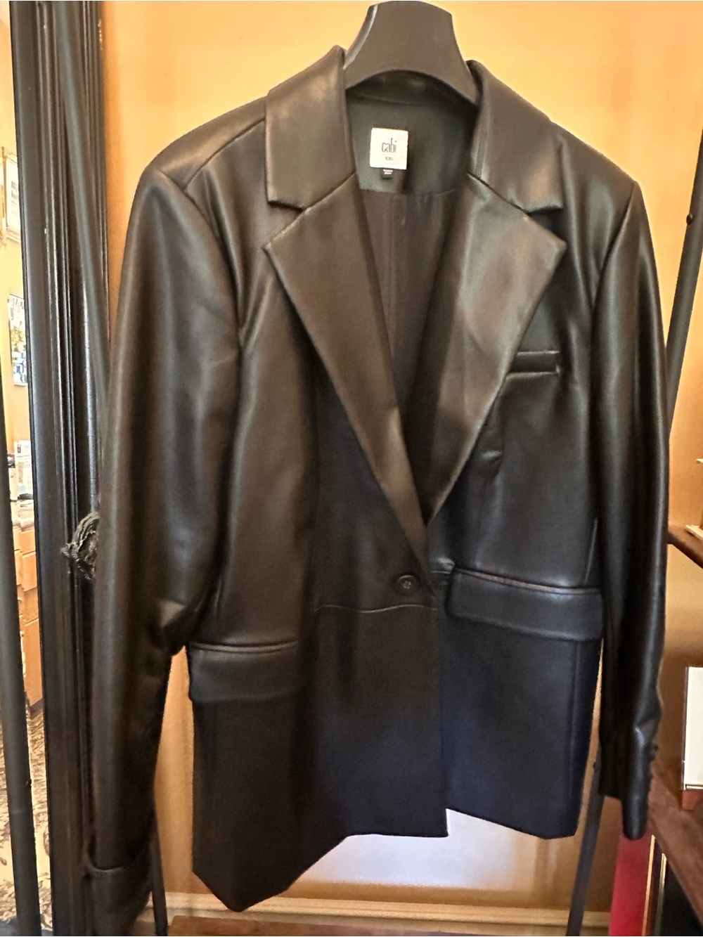 CAbi Black Faux Leather Blazer NWT size XXL